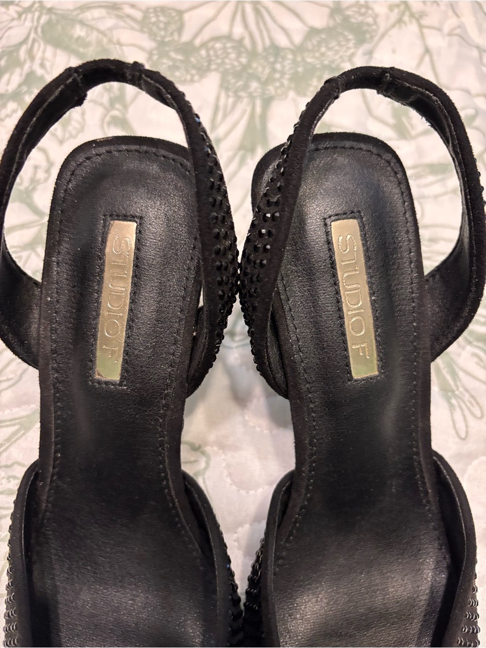 Studio Black Rhinestone Slingback Heels - Picture 3 of 4